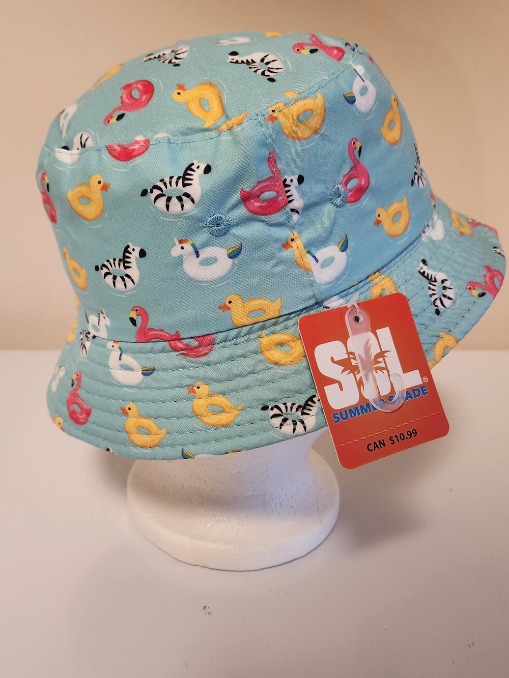 Aqua Bucket Hat with Colorful Inflatable Print